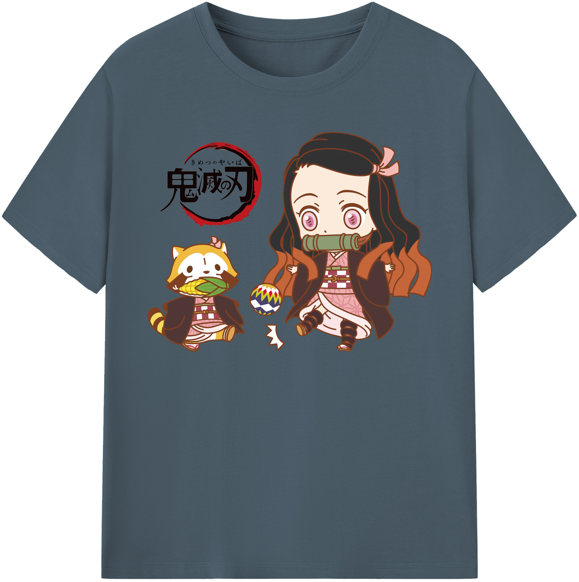 （画像用） 鬼滅の刃（きめつのやいば）竈門 禰󠄀豆子／かまど ねずこ Kamado Nezuko 綿100％半袖Tシャツ（フロントプリント）